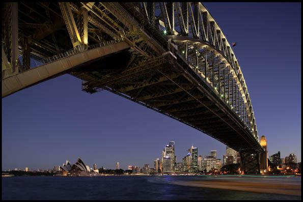 Sydney Harbour Bridge in the evening from Milsons Point