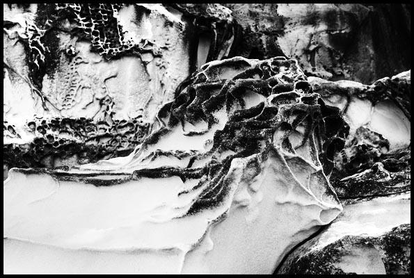 Balmoral Rock, sandstone formations, in black and white 8 
