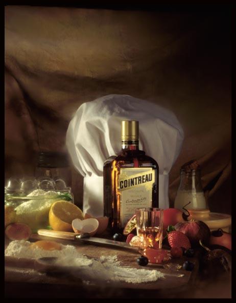 still life with Cointreau bottle and cooking ingredients