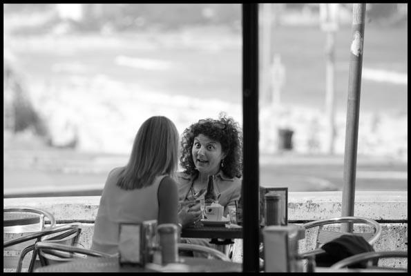 laughing woman at Cafe Lamrock on Bondi Beach