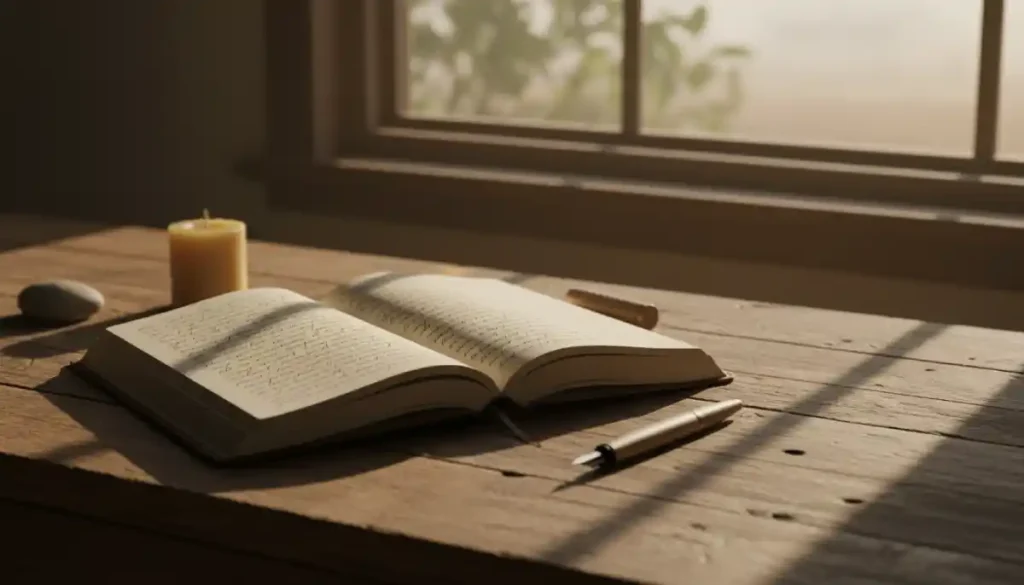 Solitary Open Journal With Handwritten Reflections